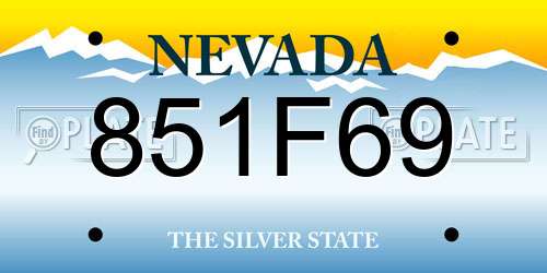 851F69 Nevada License Plate