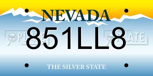 851LL8 Nevada License Plate