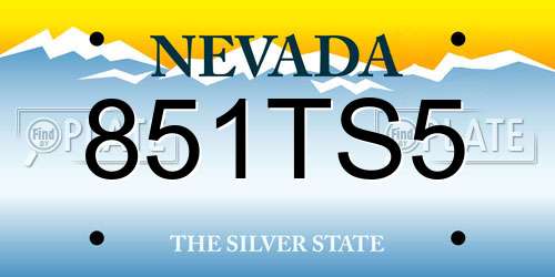 851TS5 Nevada License Plate