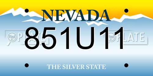 851U11 Nevada License Plate