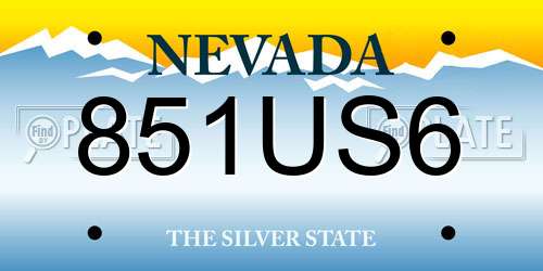 851US6 Nevada License Plate
