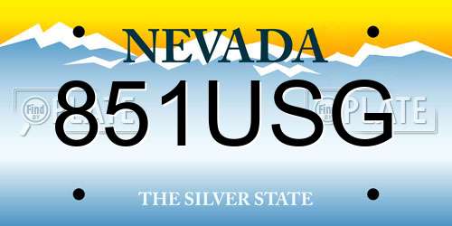 851USG Nevada License Plate