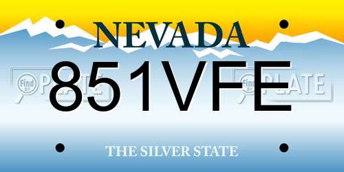 851VFE Nevada License Plate