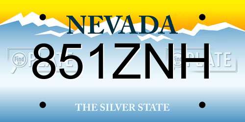 851ZNH Nevada License Plate