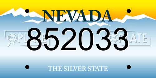 852033 Nevada License Plate