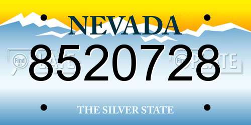 8520728 Nevada License Plate
