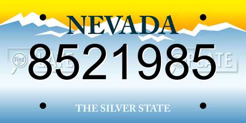 8521985 Nevada License Plate