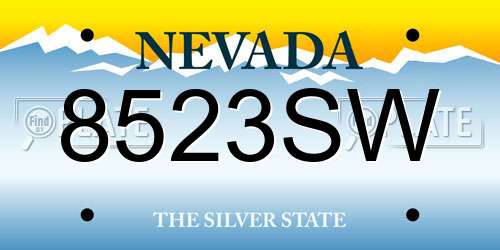 8523SW Nevada License Plate