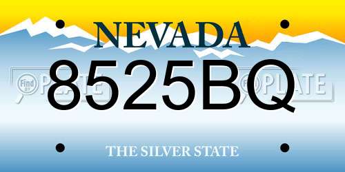 8525BQ Nevada License Plate