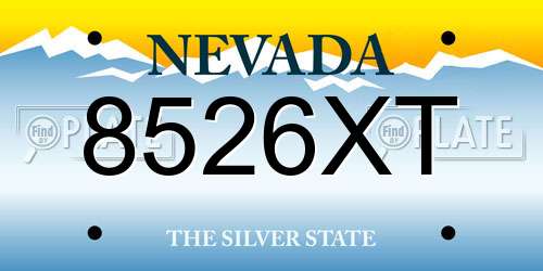 8526XT Nevada License Plate