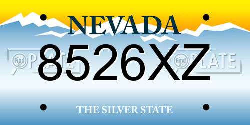 8526XZ Nevada License Plate