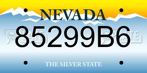 85299B6 Nevada License Plate