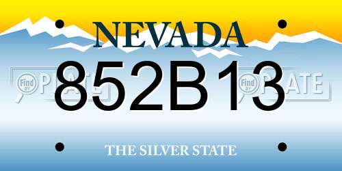852B13 Nevada License Plate