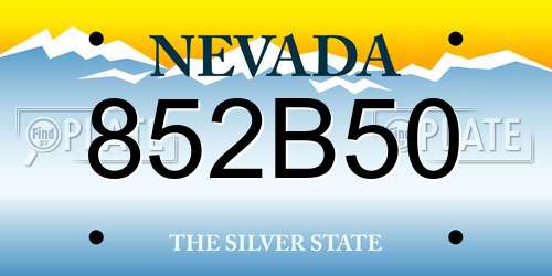 852B50 Nevada License Plate