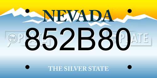 852B80 Nevada License Plate