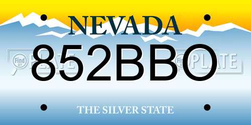 852BBO Nevada License Plate