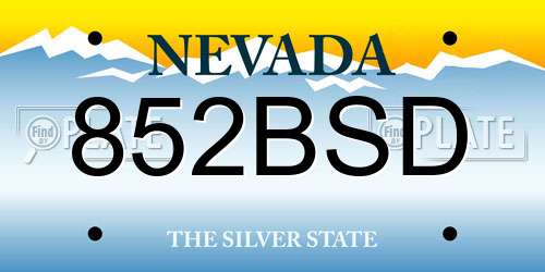 852BSD Nevada License Plate