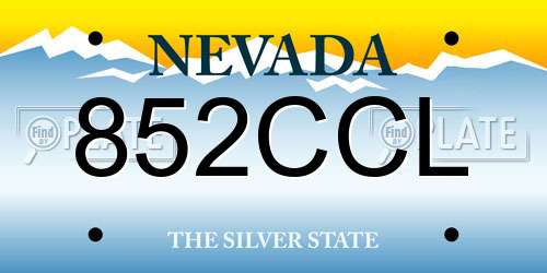 852CCL Nevada License Plate