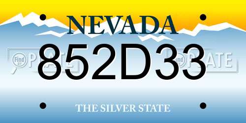 852D33 Nevada License Plate