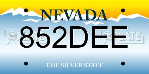 852DEE Nevada License Plate