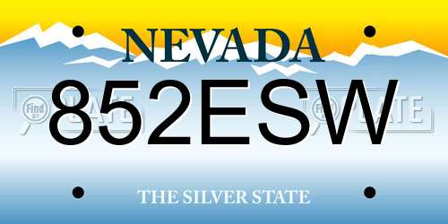 852ESW Nevada License Plate