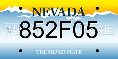 852F05 Nevada License Plate