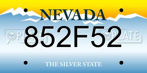 852F52 Nevada License Plate