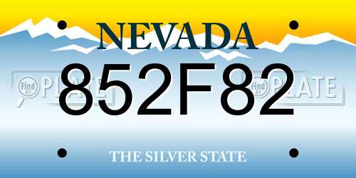 852F82 Nevada License Plate