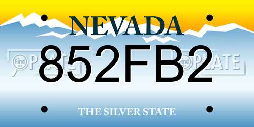 852FB2 Nevada License Plate