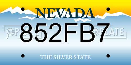 852FB7 Nevada License Plate