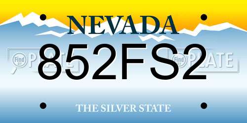 852FS2 Nevada License Plate