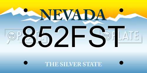 852FST Nevada License Plate