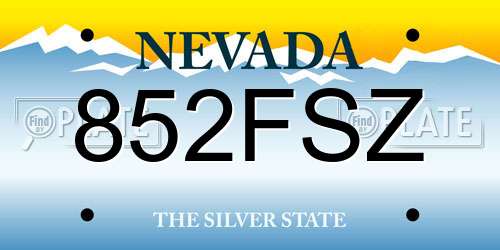 852FSZ Nevada License Plate