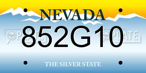 852G10 Nevada License Plate