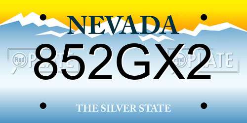 852GX2 Nevada License Plate