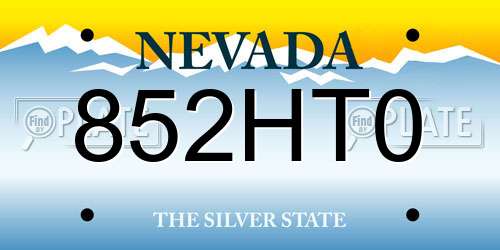 852HT0 Nevada License Plate