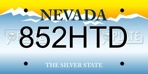852HTD Nevada License Plate