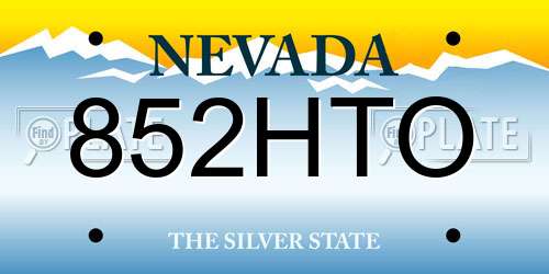 852HTO Nevada License Plate