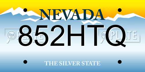 852HTQ Nevada License Plate