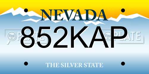852KAP Nevada License Plate