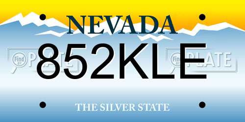 852KLE Nevada License Plate