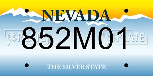 852M01 Nevada License Plate