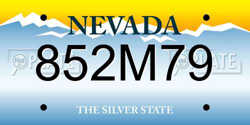 852M79 Nevada License Plate