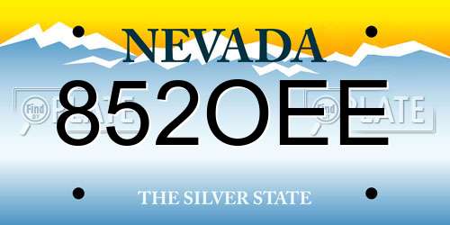 852OEE Nevada License Plate