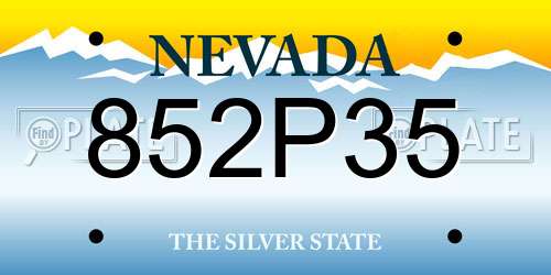 852P35 Nevada License Plate