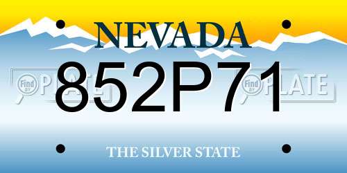 852P71 Nevada License Plate
