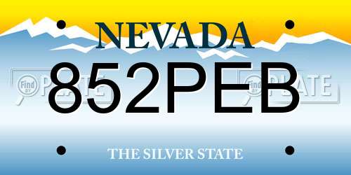 852PEB Nevada License Plate