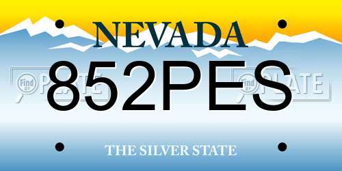 852PES Nevada License Plate