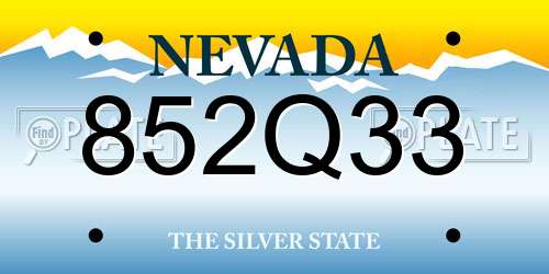 852Q33 Nevada License Plate