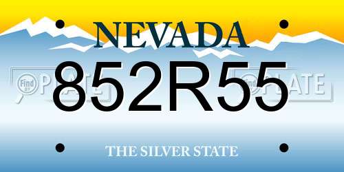 852R55 Nevada License Plate